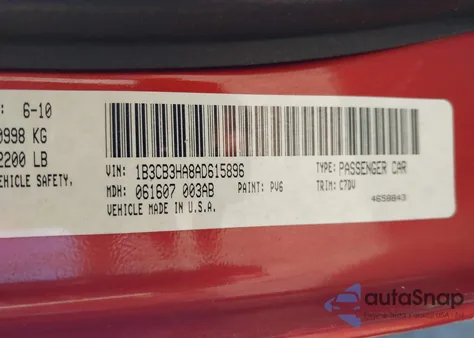 2010 Dodge Caliber Mainstreet z USA, uszkodzony, nr VIN 1B3CB3HA8AD615896